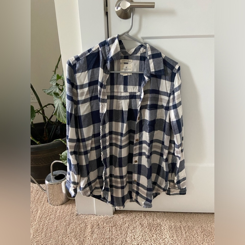 American Eagle Outfitters Blue/White Flannel